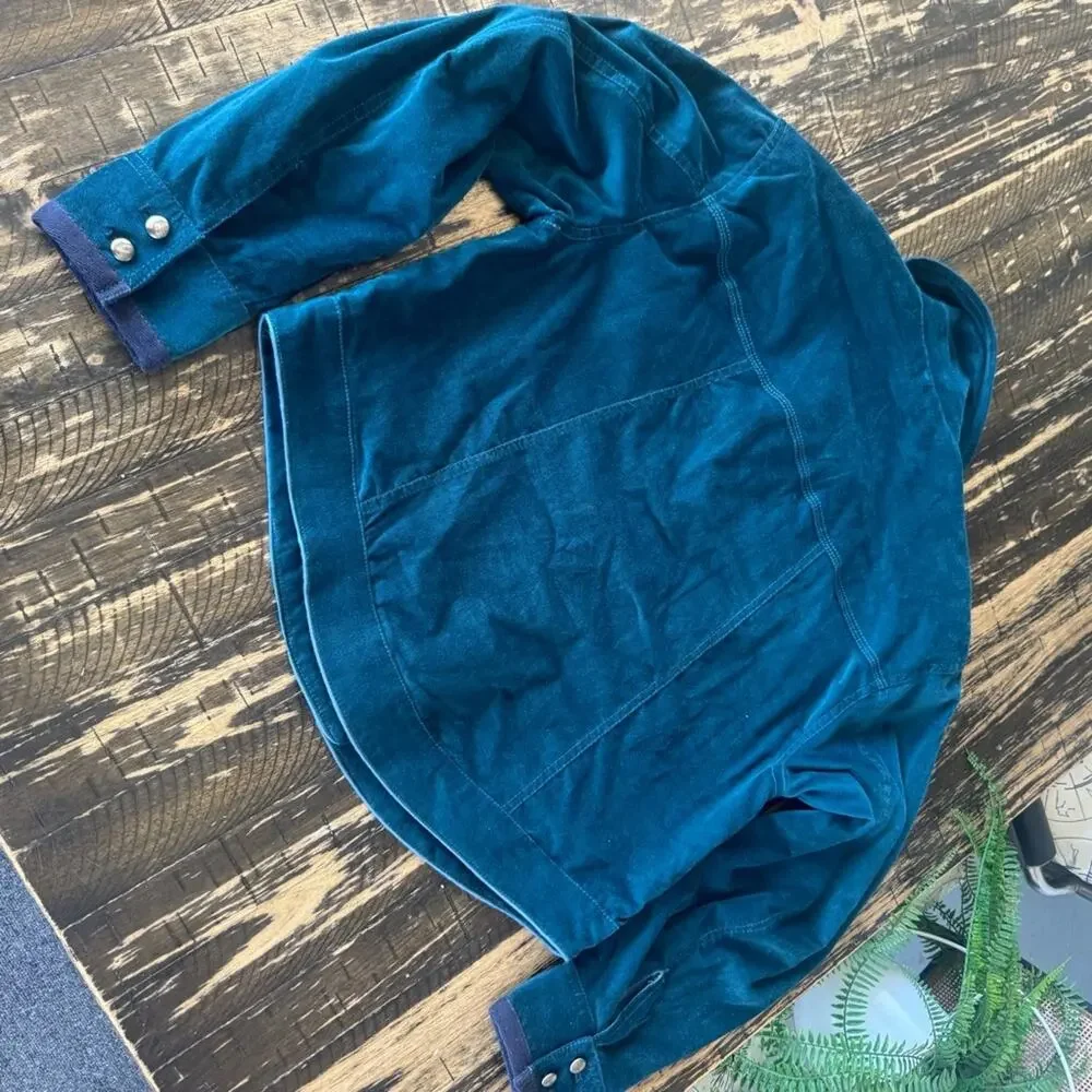 We The Free by FREE PEOPLE - Oversized Teal Corduroy Snap Jacket – Size SMALL